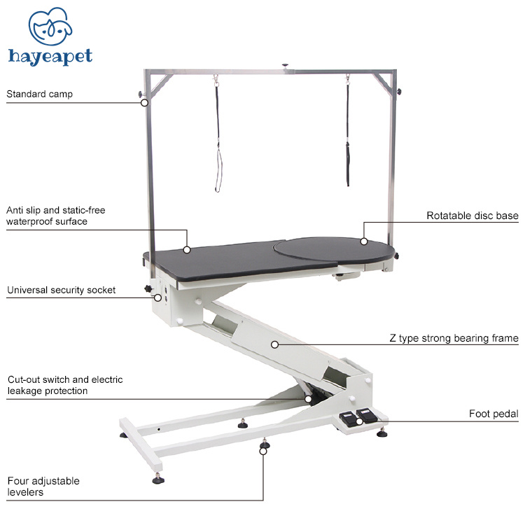 Hayeapet Big Z Electric Lifting rotatable Pet Grooming Table With Round Rotational Top and Swivel Grooming Arm
