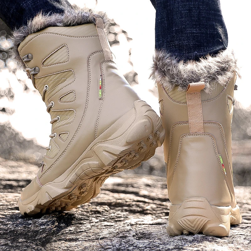 Winter waterproof mens boots plush super warm snow boots mens sports shoes Ankle boots outdoor mens desert boots Botas Hombre 241126