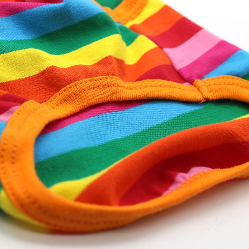 Luxury Rainbow Stripe Printed T-Shirt Sweet Cotton Pet Apparel for Dogs and Cats XS S XL Sizes for Spring Winter Seasons