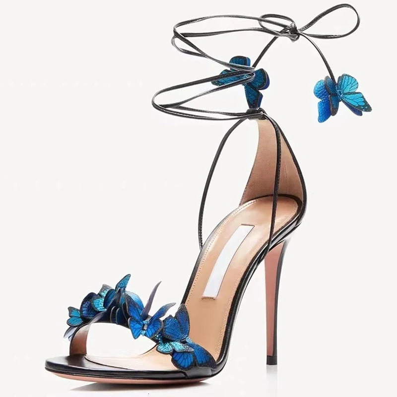 New Design Cross Strap Sandals Summer Fashion Butterfly Open Toe Elegant High Heels Wedding Banquet Shoes For Women