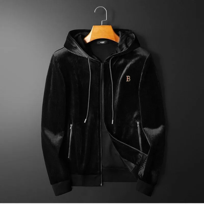 Mens Autumn/Winter High Quality Casual Sports Hoodie Set Gold Velvet Two Piece Loose Mens Hoodie 241126