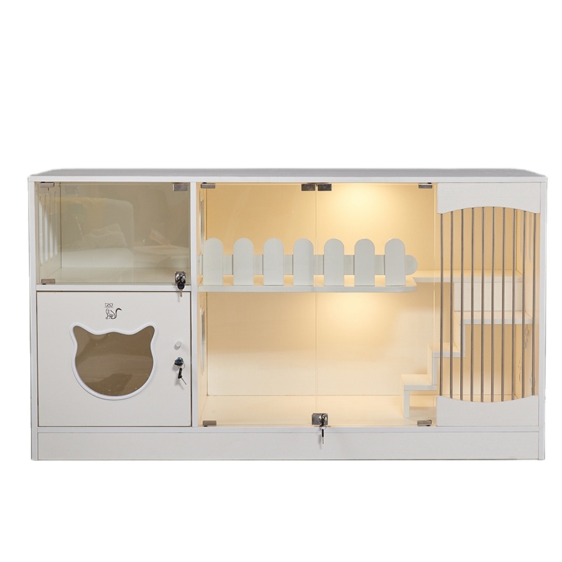 Cat villa woodousehouse Cat villa litterbox Cat-boarding-cages