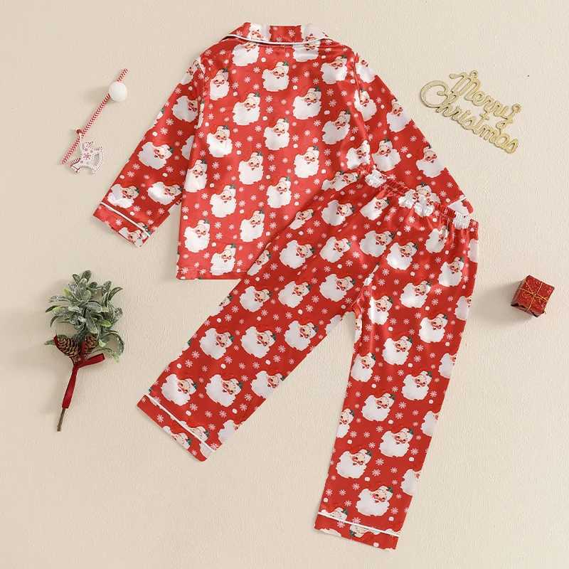 Clothing Sets Kids Girls Boys Christmas Pajamas Set Fall Winter Santa Print Shirts Tops and Long Pants 2 Pieces Loungewear Sleepwear for 3-7Y H241126