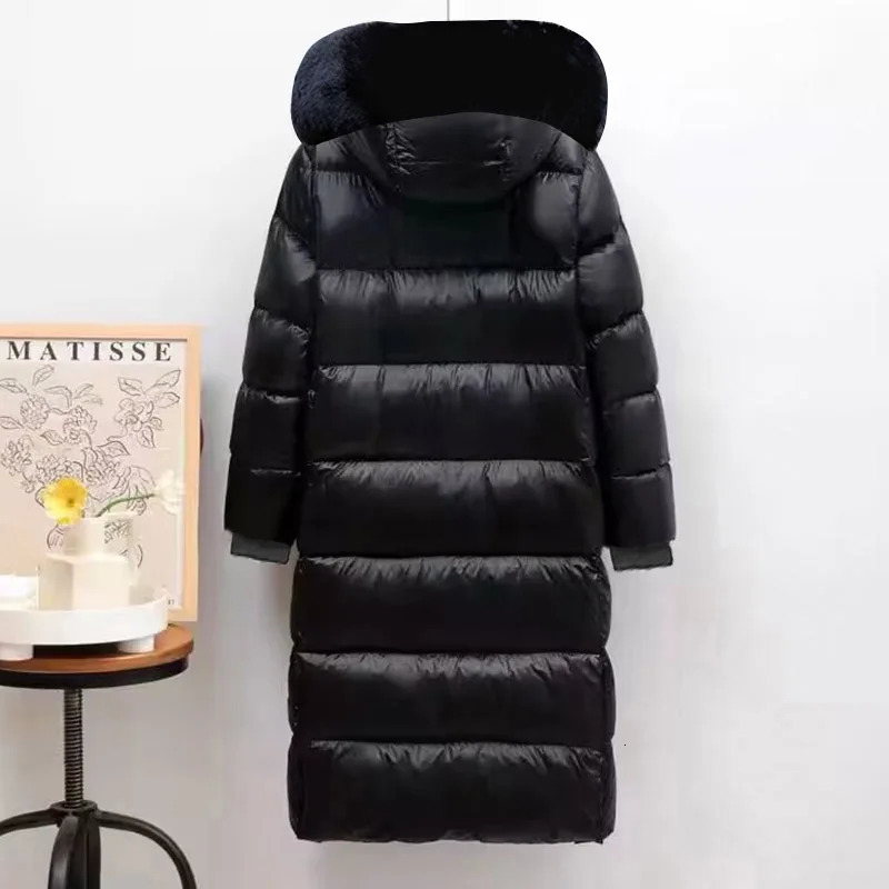 faux Fur Autumn Winter Coat Men Long Jacket for Mens Glossy Clothes Warm Parka Waterproof Winter Hooded Down Jacket Snow Wear 241125