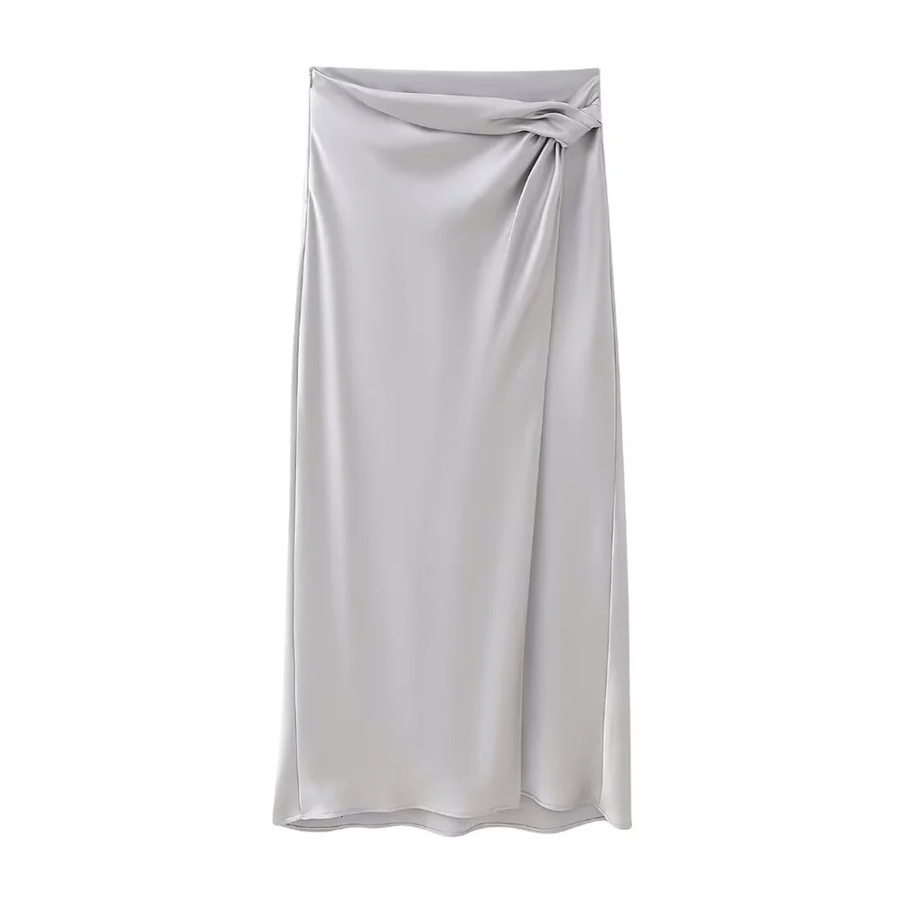 Womens Fashion Silk Texture Top Skirt Set 240423