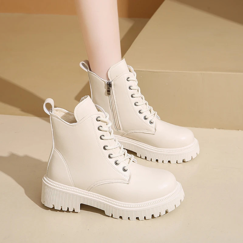 Quality Platform Boots Winter Warm Womens Boots Fashion Round Mid-heels Shoes Korean Versitile Side Zip Lady Shoes Botas 241114