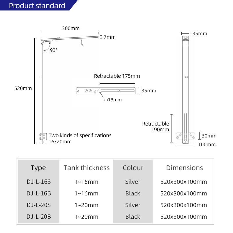 WEEKAQUA DJ-L-20B led aquarium arm hanger aluminum alloy diy aquarium light stand
