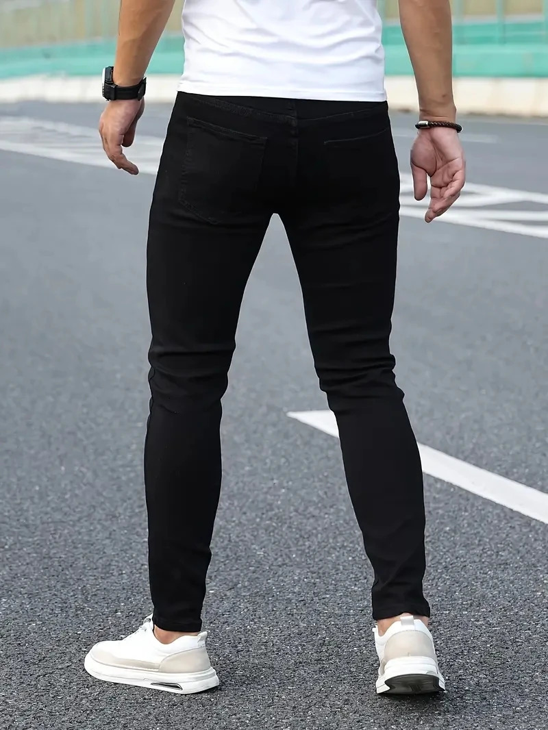 Men Classic Advanced pencil Jeans Jean Homme Man Soft Stretch Black Biker Masculino Denim Trousers Mens Solid Pants 241126wtt