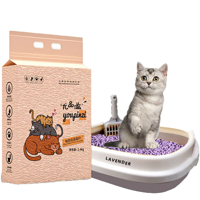 China Factory Direct Sale Tofu Cat Litter with Effective Deodorization and Lavender Scent Caring for Cat Paws Cat Litter