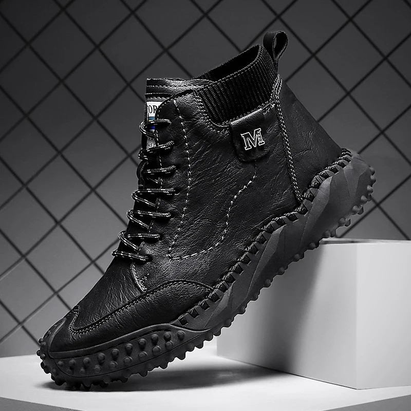 Winter Warm Mens Casual Shoes Fashion Mens Leather Boots Comfortable Mens Ankle Boots Outdoor High Quality Hiking Boots Men 241114