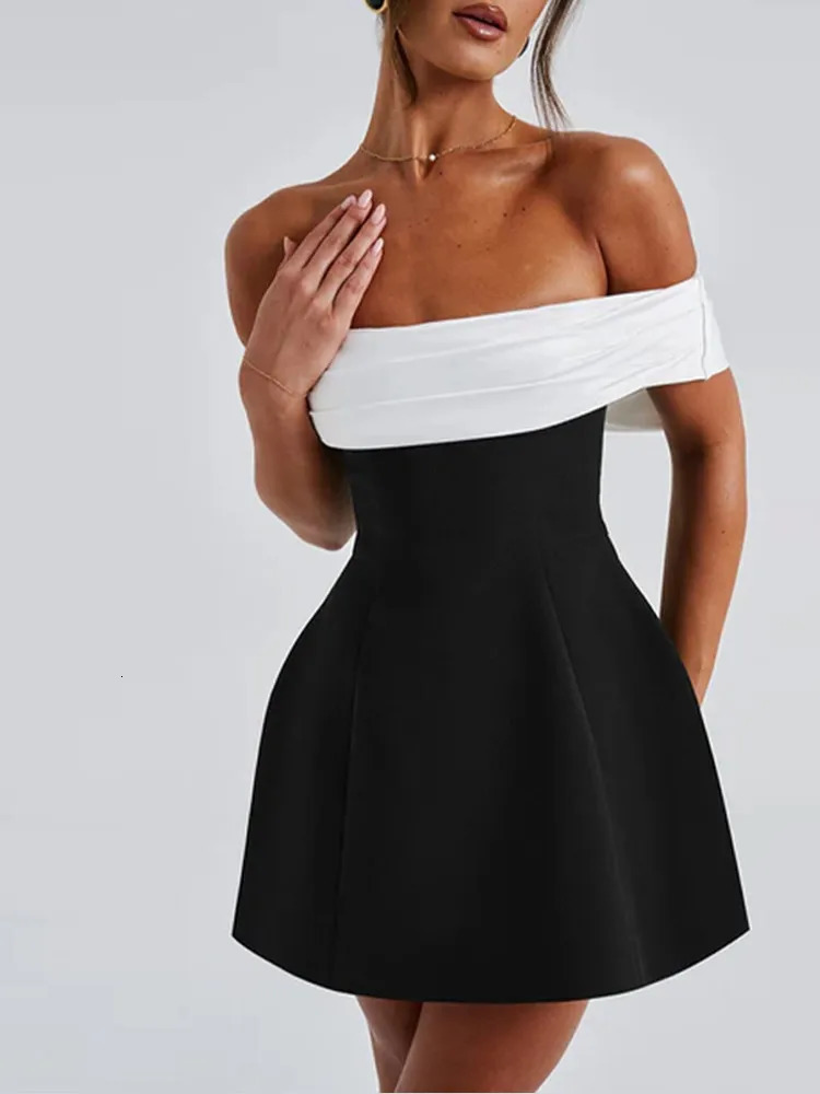 Women Fashion Strapless Backless Mini Dress Elegant Sexy Off Shoulder Sleeveless Dresses Ladies Evening Party Club Vestidos 241112