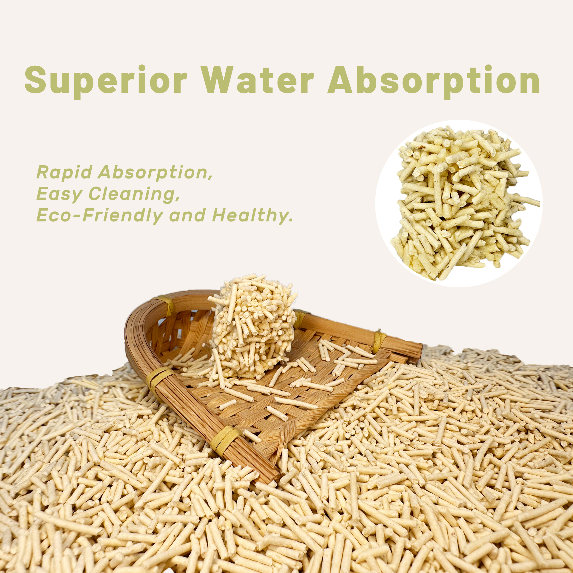 Manufacturer OEM Premium Easy Clean Plant Cat Sand Green Tea Scent 6l Eco Clean 2mm Stripe Shape Strong Clumping Tofu Cat Litter