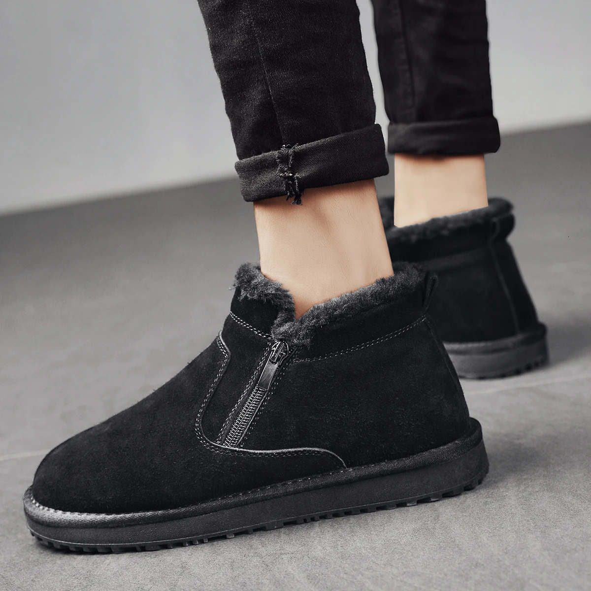 Winter snow boots Cotton shoes plus cashmere warm boots plus cotton mens shoes fashion shoes outdoor 241114
