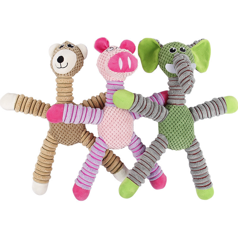 Elephant Pet Plush Squeaky Dog Toy Fun Soft Puppy Dog Chew Toy Interactive Bite Resistant Pet Supplies Animal Design Dog Toy Cat