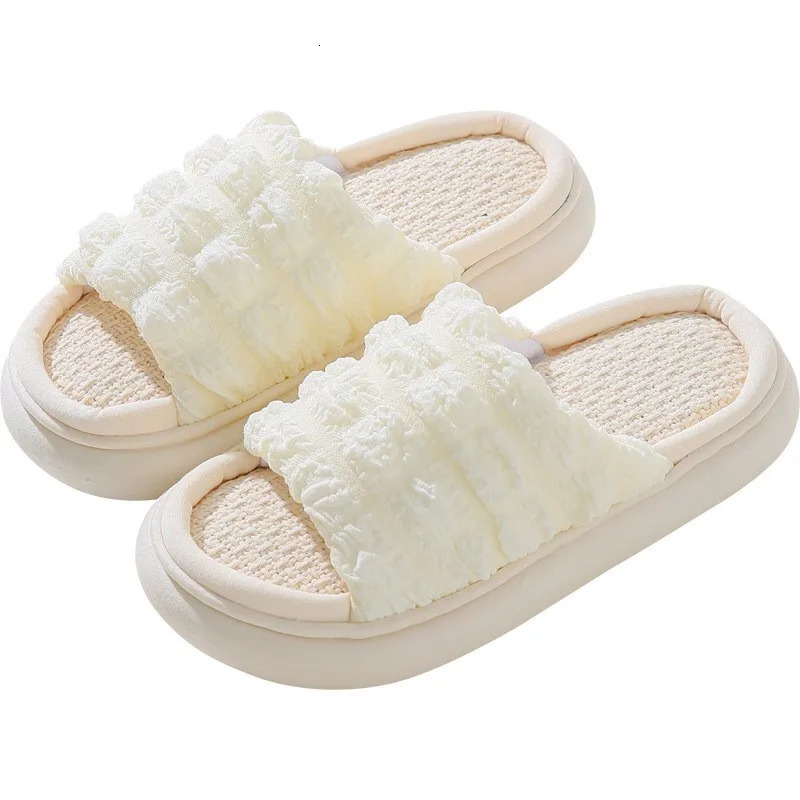 Womens Spring and Autumn Family Slide Open Toe Cross with Linen Sole Indoor Slide Linen Sole No Slide Bathroom Slide TG17 241126