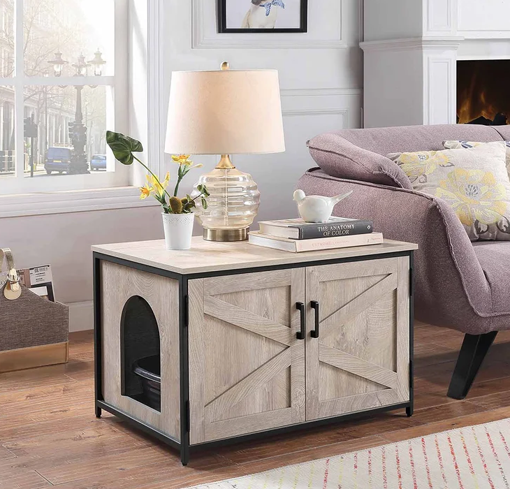 Pet Cat Litter Box Enclosure cute sample design cat house nightstand top opening