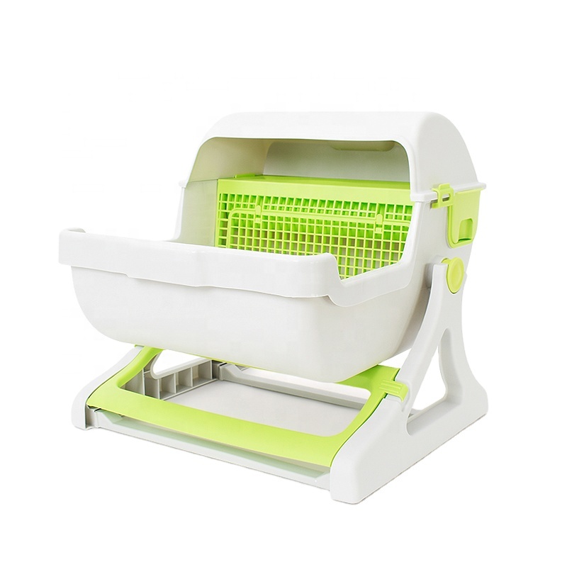 Leyou foldable cat litter box self cleaning litter box for pet grooming cat litter box