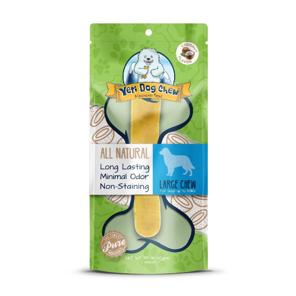 Yeti All-Natural Coconut Flavor Dog Chews 3.5 oz Large Chicken Taste Lasting for Dogs and Cats Packaged in Bag