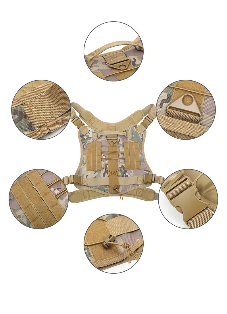 Dog Chest Camouflage Tactical Strap Nylon Traction Rope Vest Type Pet Harness Set