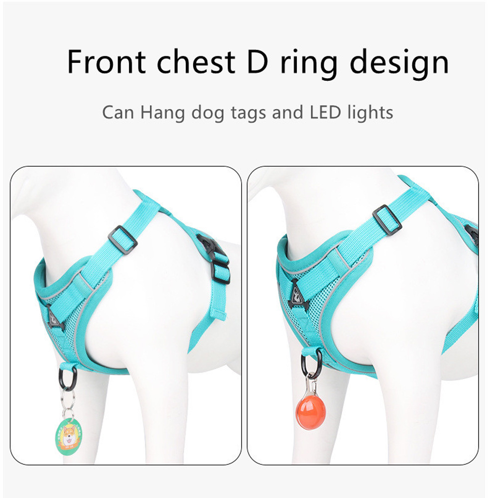 Reflective Nylon Dog Harness with 1.5m Leash Set No Pull Adjustable Medium Large Dogs Vest for Chihuahua Puppy Clothes for Pet