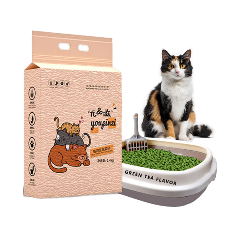 Wholesale Biodegradable Natural Plant Flush-Down Toilet Cat Litter Green Tea Tofu Eco-Friendly and Wholesome for Cats