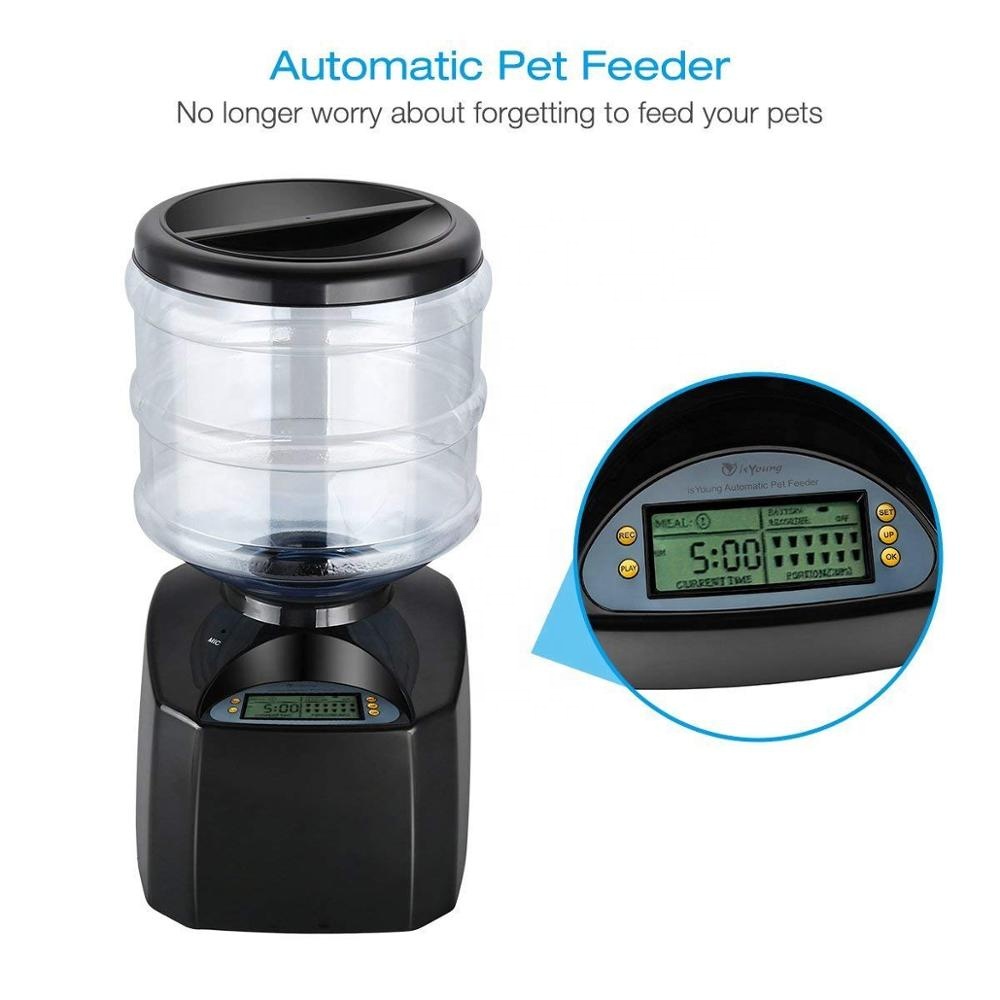 5.5L Automatic Pet Feeder Electronic Control Feeder Big LCD Screen Voice Record Cats Dogs
