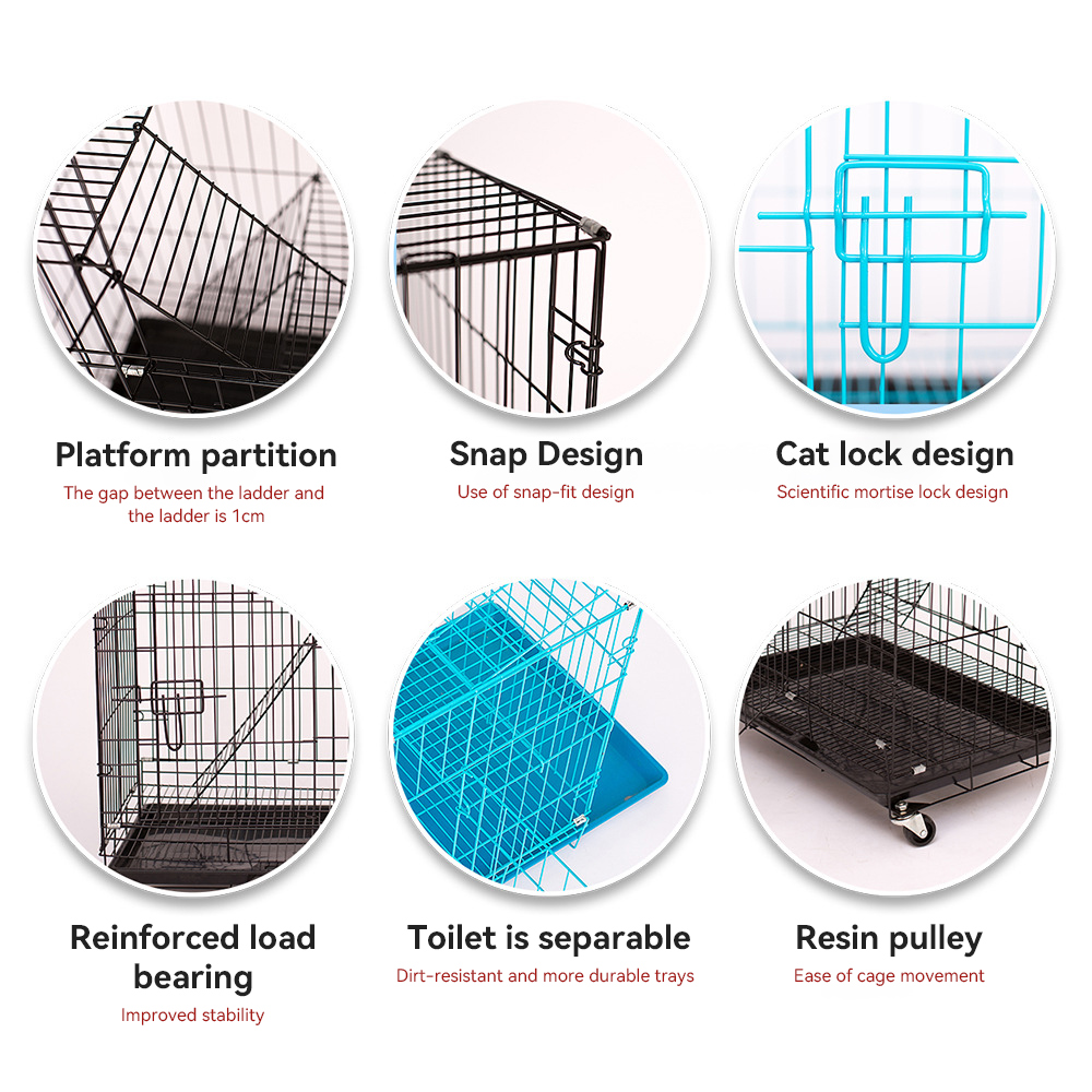 Hot Sale Folding Cat Cages Collapsable Carriers Cage Veterinary Cheap Pet House Cat Dog Cage Medium