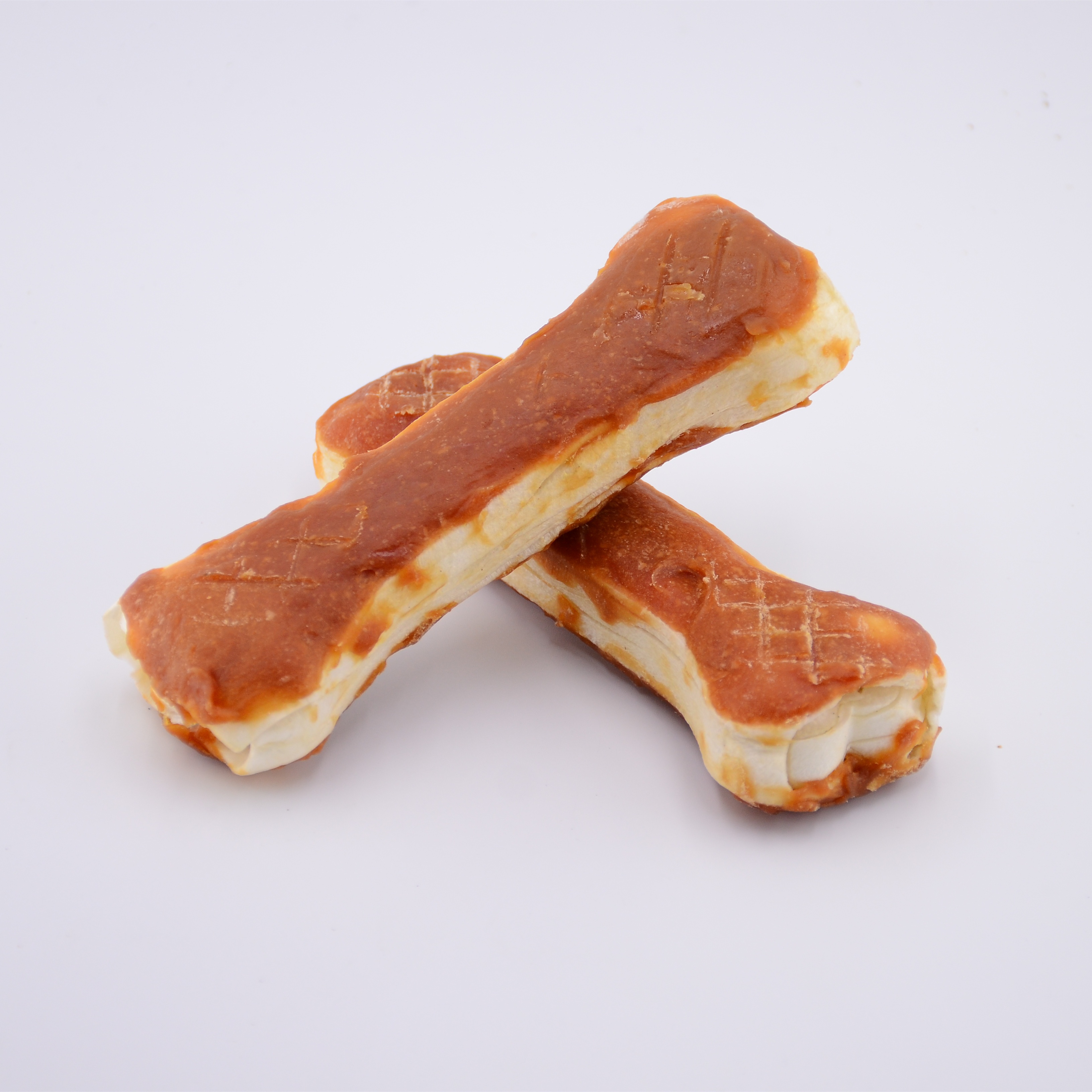 pet premium dog chews white rawhide pressed bones with duck or chicken different sizes for dog OEM pet food