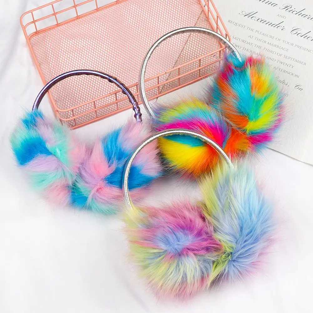 Ear Muff Winter Warm Fluffy Earmuffs Faux Fur Ear Muff Dazzle Color for Women Girls Christmas Outdoor Ear WarmersXJ241126