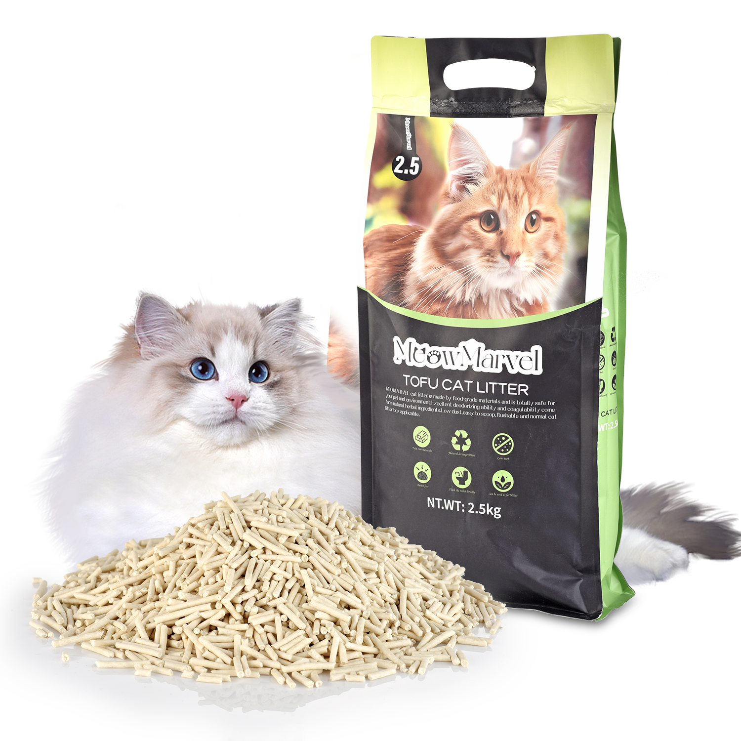 Outstanding Odor Control Premium Clumping Easy Cleaning Toilet Flushable Ultra Absorbent Lightweight tofu Cat Litter