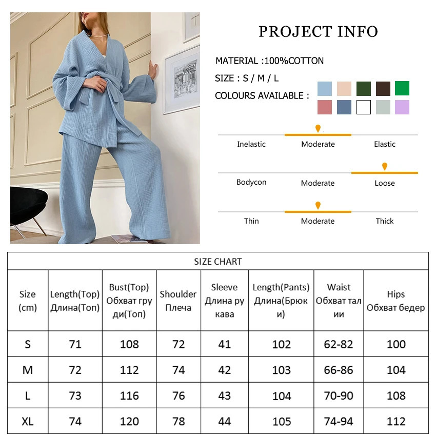 Hiloc Cotton Pajamas Womens Pajamas Pajama Set Flame Sleeve Night Dress Womens 2-piece Set Lace Womens Casual Mens Set 241126