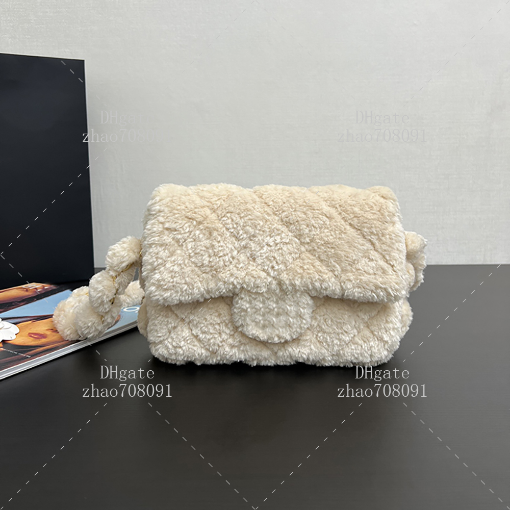 Designer Small Flap Bag - Shearling Lambskin Shoulder Purse for Women (Underarm) 21cm With Box C114B