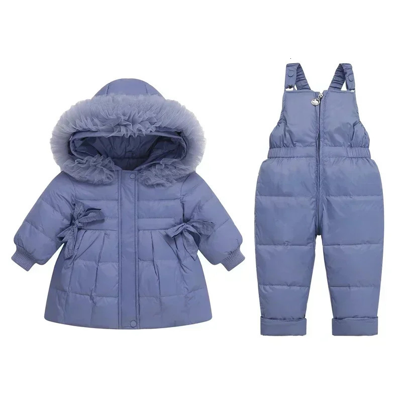 Winter down jacket Jumpsuit Baby Boy parka real Fur Girl Clothes children Clothing Set Toddler Thick warm Overalls Snowsuit 241126
