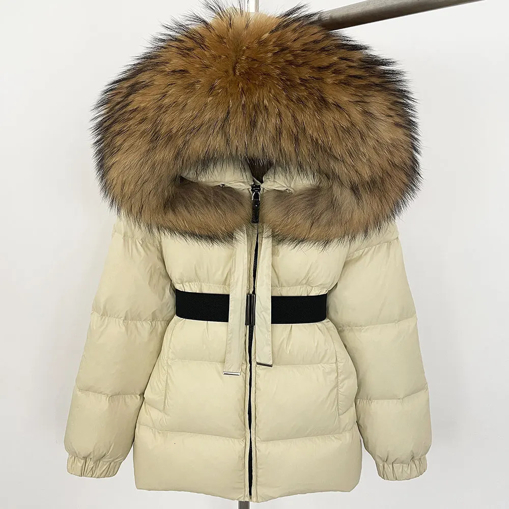 OFTBUY Huge Real Raccoon Fur Hooded 2024 Short Puffer Jacket Women 90 Duck Down Coat Winter Female Feather Parkas Waterproof 241120