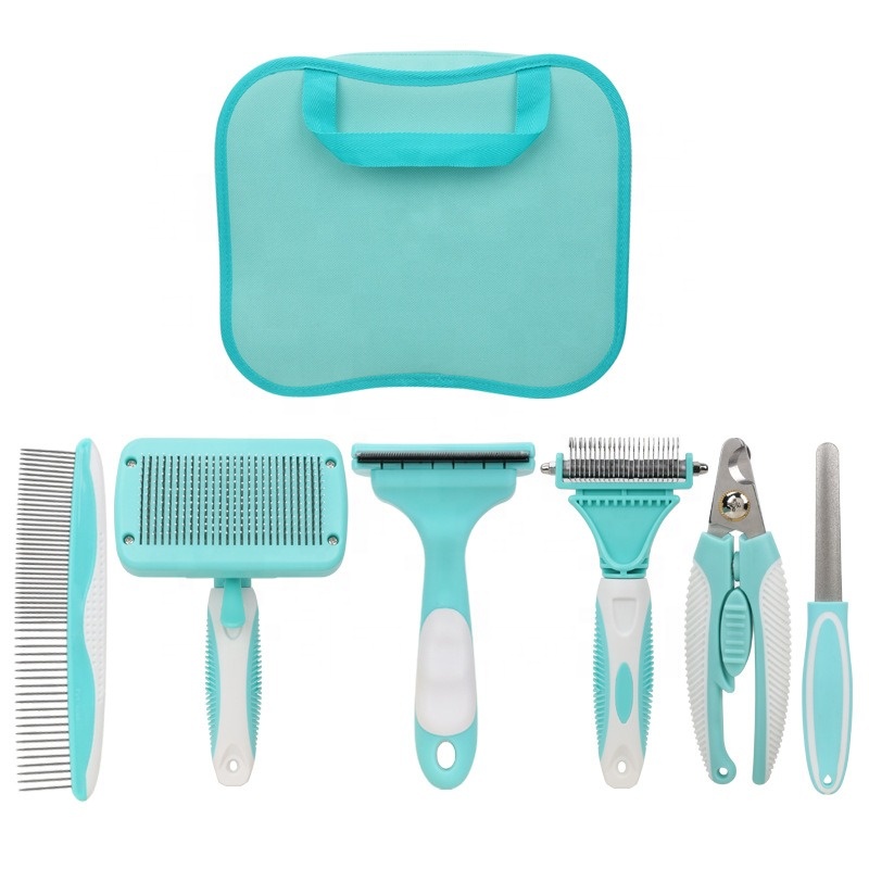 Cat Brush Kit for Grooming Short & Long Haired Cats 6 in 1 Pet Grooming Set for Small Animals
