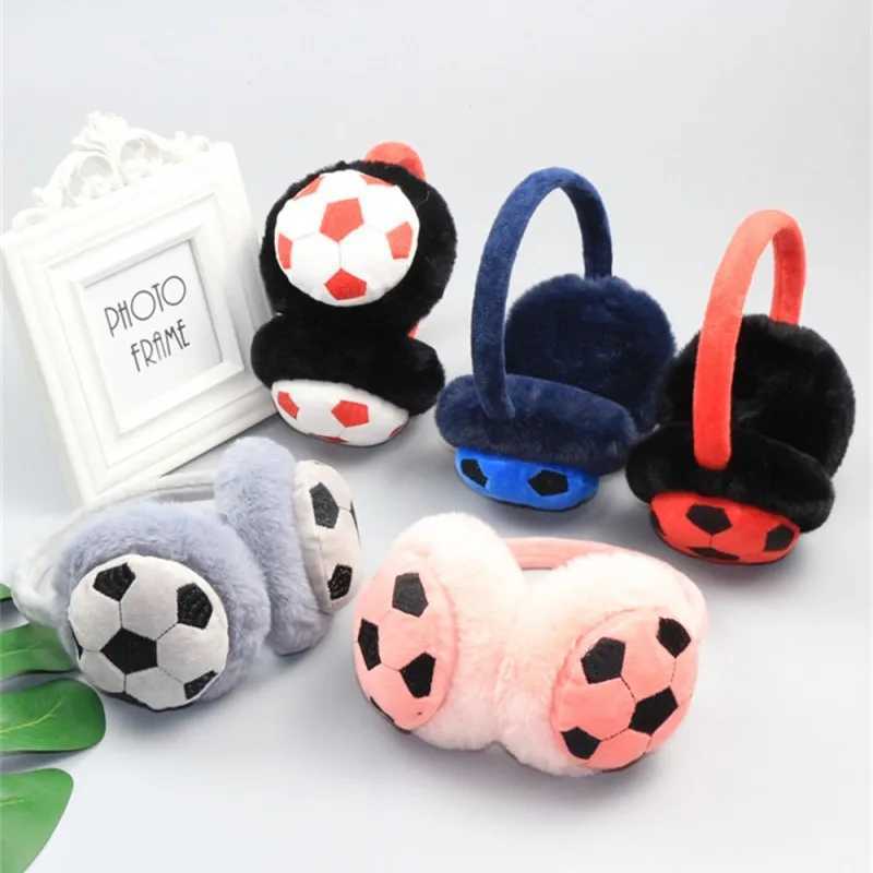 Kids Cute Warm Earmuffs Football Design Unisex Plush Ear Muffs Winter Windproof Comfortable Outdoor Travel Ear Warmers EarflXJ241126