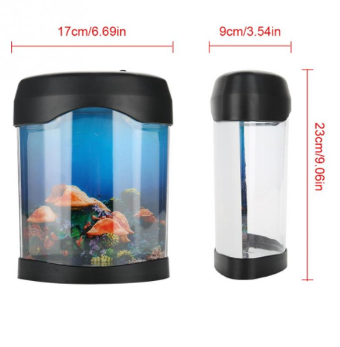 USB Aquarium Light Desk Mini Fish Tank Mood LED Lighting Color Changing Night Lamp Jellyfish Fish Tank Aquarium Accessories