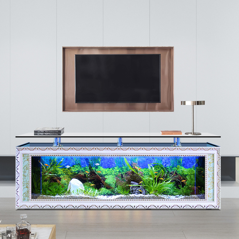 Special Design Curved Glass Coffee Table Fish Tank Important Desk Fish Tank
