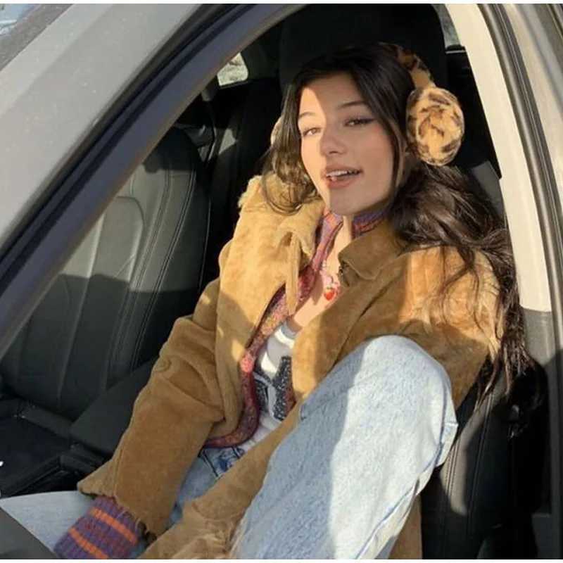 1pcs Leopard Print Soft Plush Ear Warmers Winter Warm Earmuffs Fashion Earmuffs Outdoor Cold Folding EarmuffsXJ241126