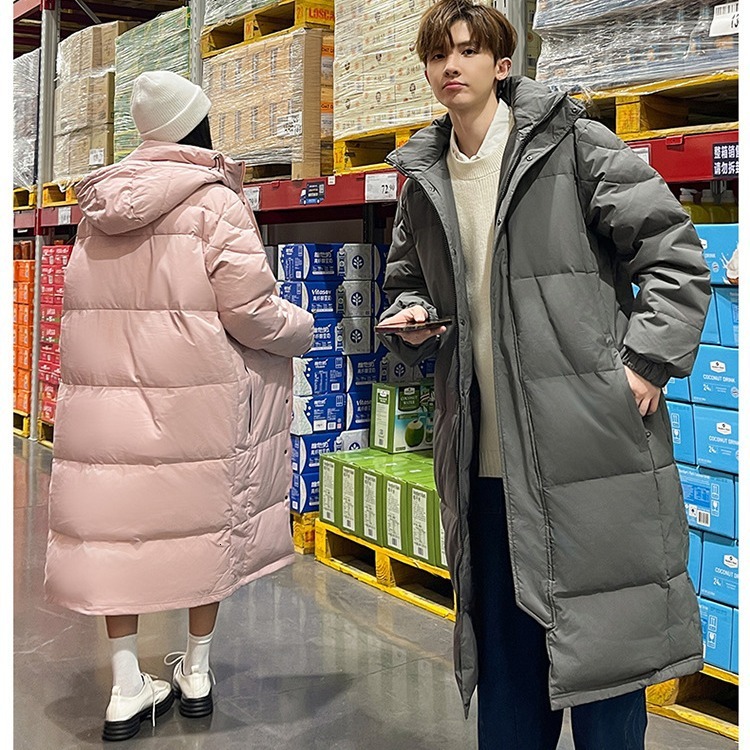 2025 new down both women, winter couple long, thick and loose casual over the knee warm jacket for men