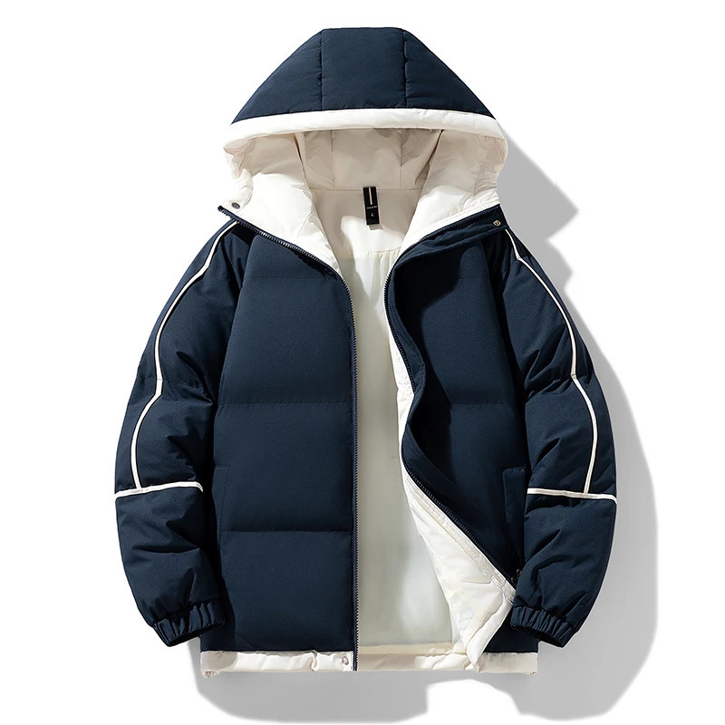 Puffer jacket mens thick warm winter jacket mens solid Parkas unisex hooded jacket fashionable casual couple clothing top 241121