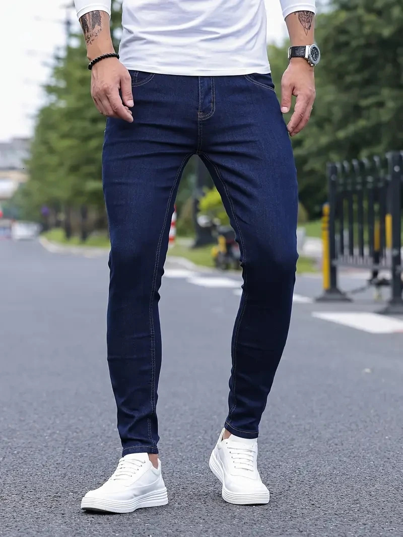 Men Classic Advanced pencil Jeans Jean Homme Man Soft Stretch Black Biker Masculino Denim Trousers Mens Solid Pants 241126wtt