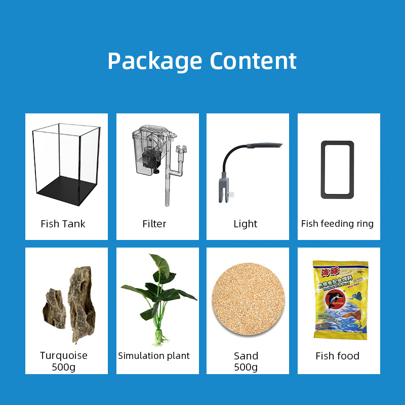 Mini Fish Tank Small Square Tank Glass Water-free Internet Celebrity Landscaping Ecological Creative Home Desktop Fish Tank