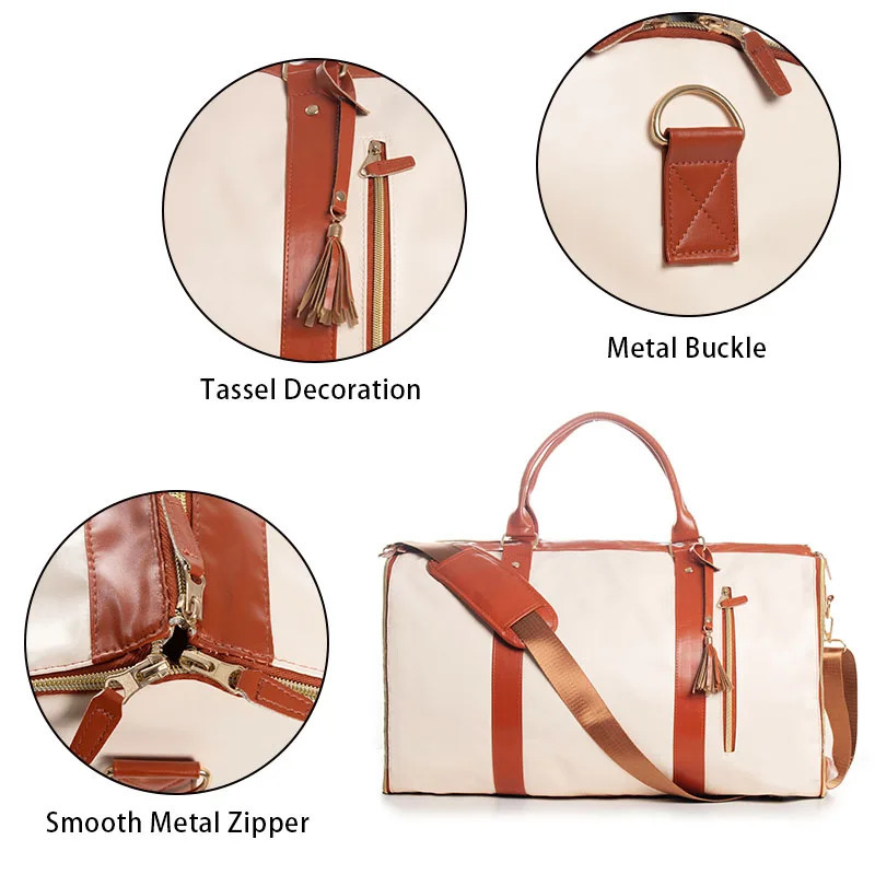 Lucshy Travel Bag PU Leather Travel Garment Bag Large Capacity Foldable Storage Bag Fashion Outdoor Sports Waterproof Handbag 241114