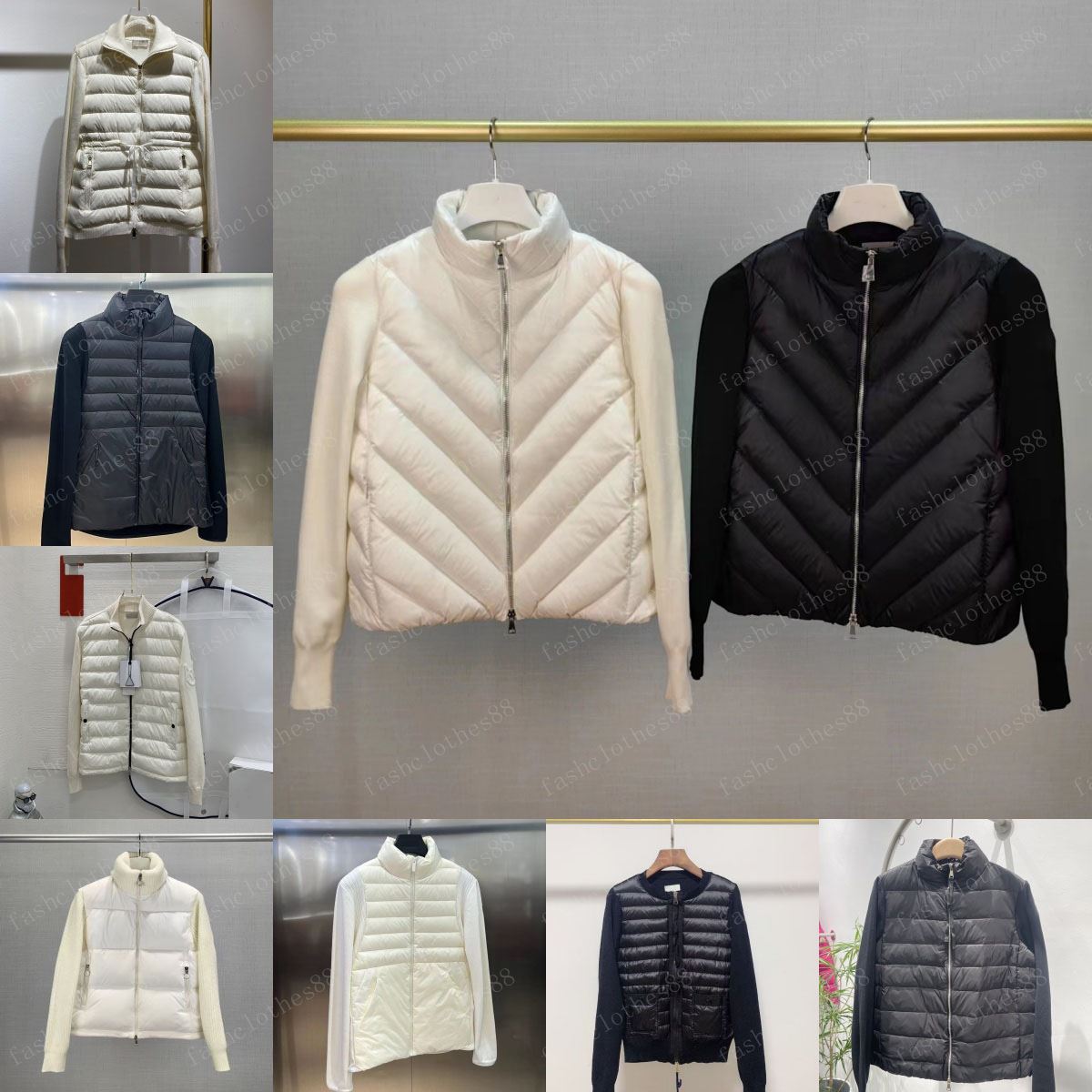 New Stand Collar Arm Badge Women Down Jacket Fashion Designer knit jacket Winter warm coat woman knitted jacket Size s-xl