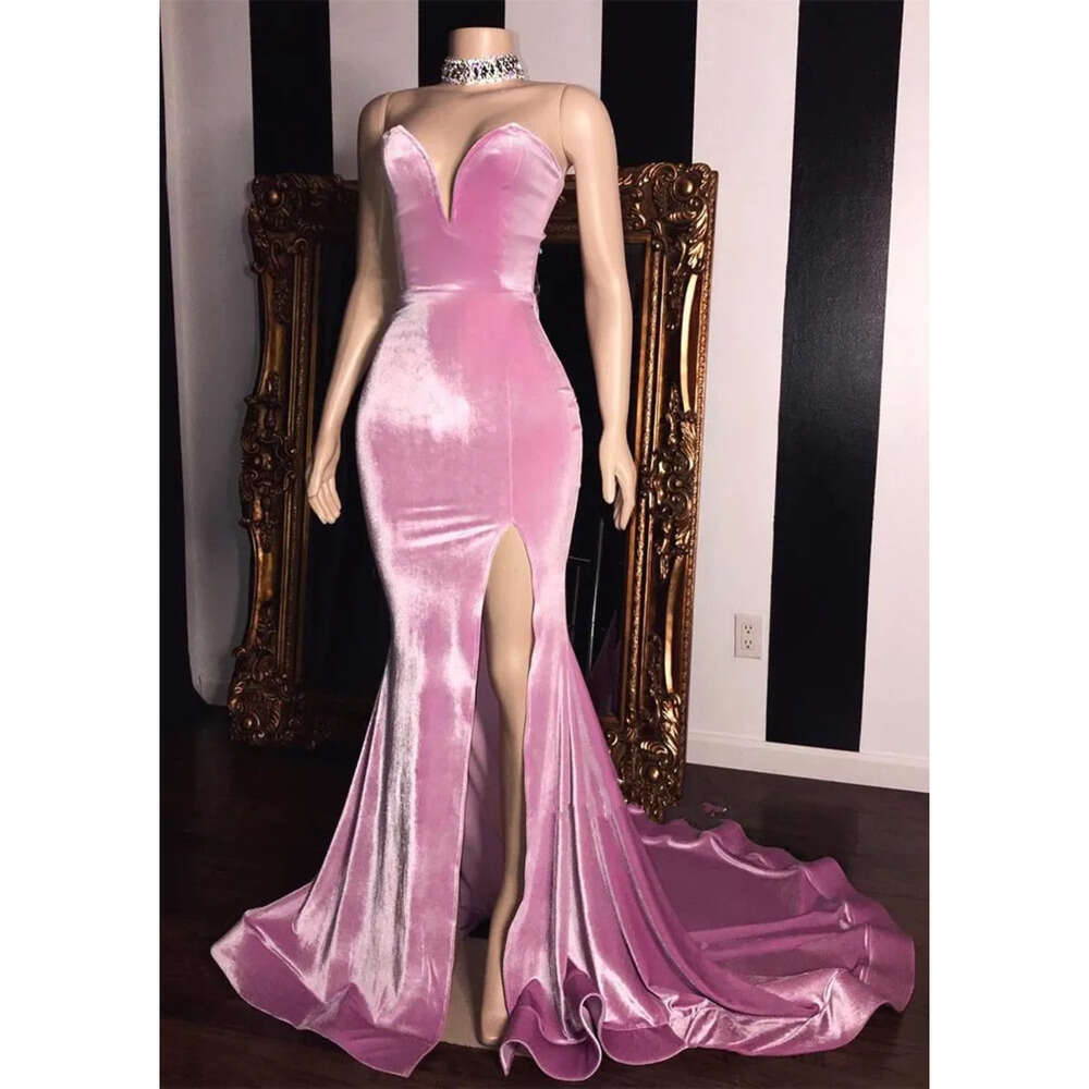 Sweetheart Long Elegant Prom Mermaid Dresses High Split Sweep Train Formal Party Cheap Simple Evening Wear Gowns Bc
