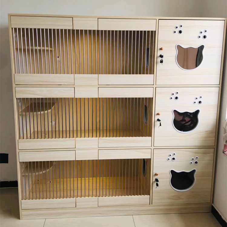 Cat Accessories Katzen Breathable Breeding Cat home for Kitten Cats Large Space Solid wood Cage House