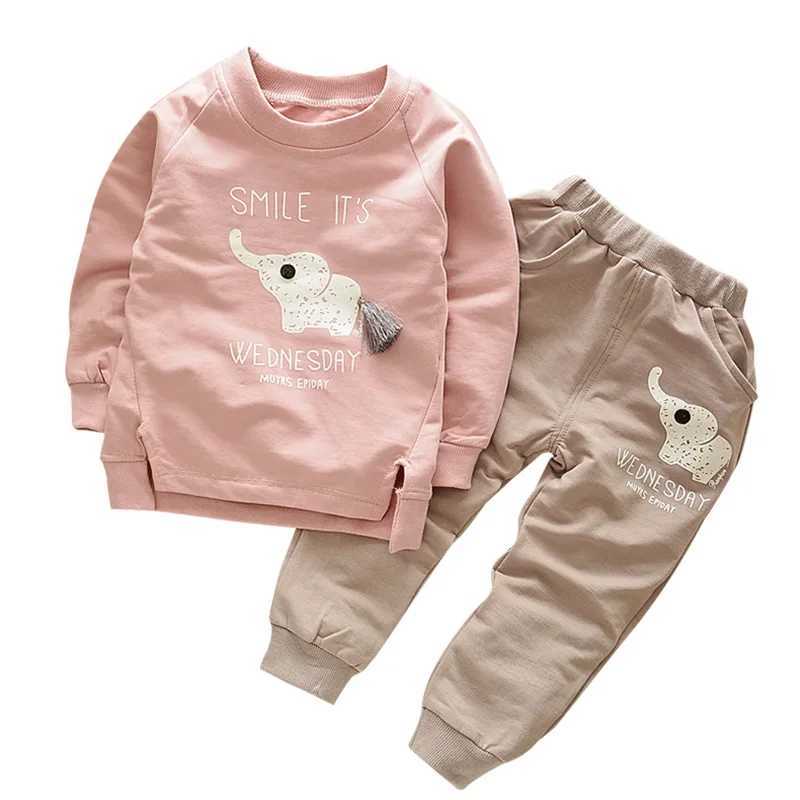 Clothing Sets 2020 Spring Fashion Style Autumn Cartoon Elephone Baby Boys Sets Long Sleeve Shirt + Jeans Pants 2Ps Children Kids Clothing H241126