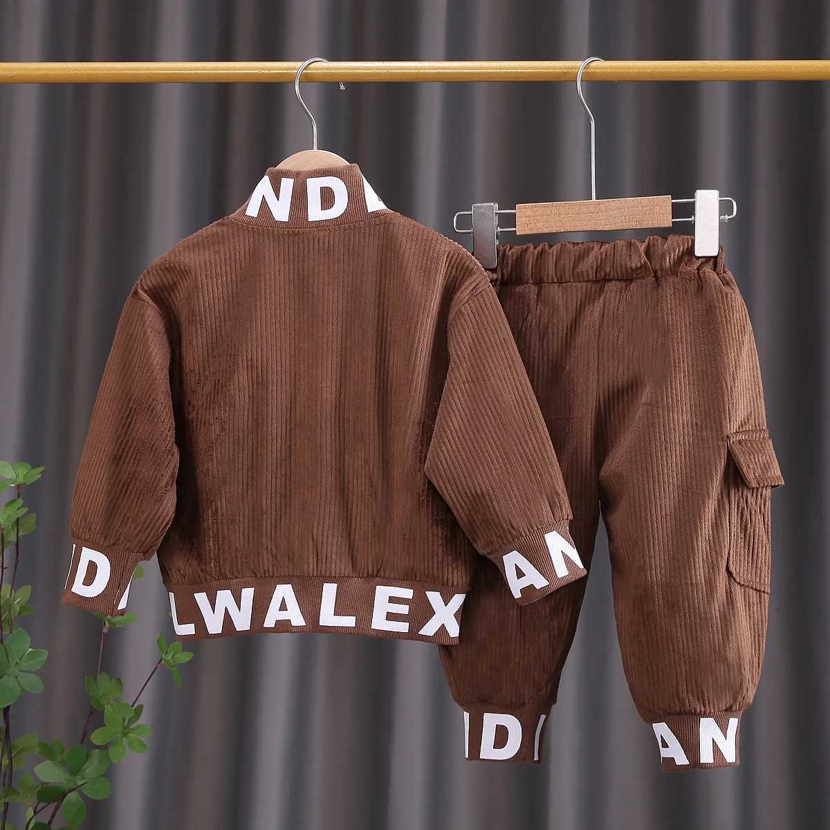 Clothing Sets Spring Baby Boys Clothing Set Corduroy Zipper Jacket Coat + Pants 2Pcs For 1-5 Years Kids Casual Outifts Children Tracksuit H241126