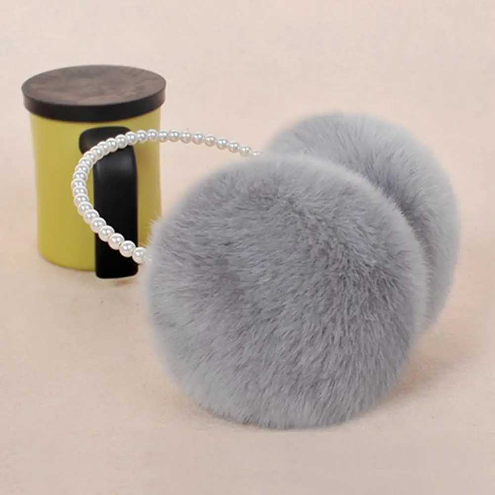 Autumn and Winter Womens Earrings Solid Color Imitation Pearl Decoration Artificial Rabbit Fur Plush Earrings Warm and Anti Slip Lightweight Earrings 